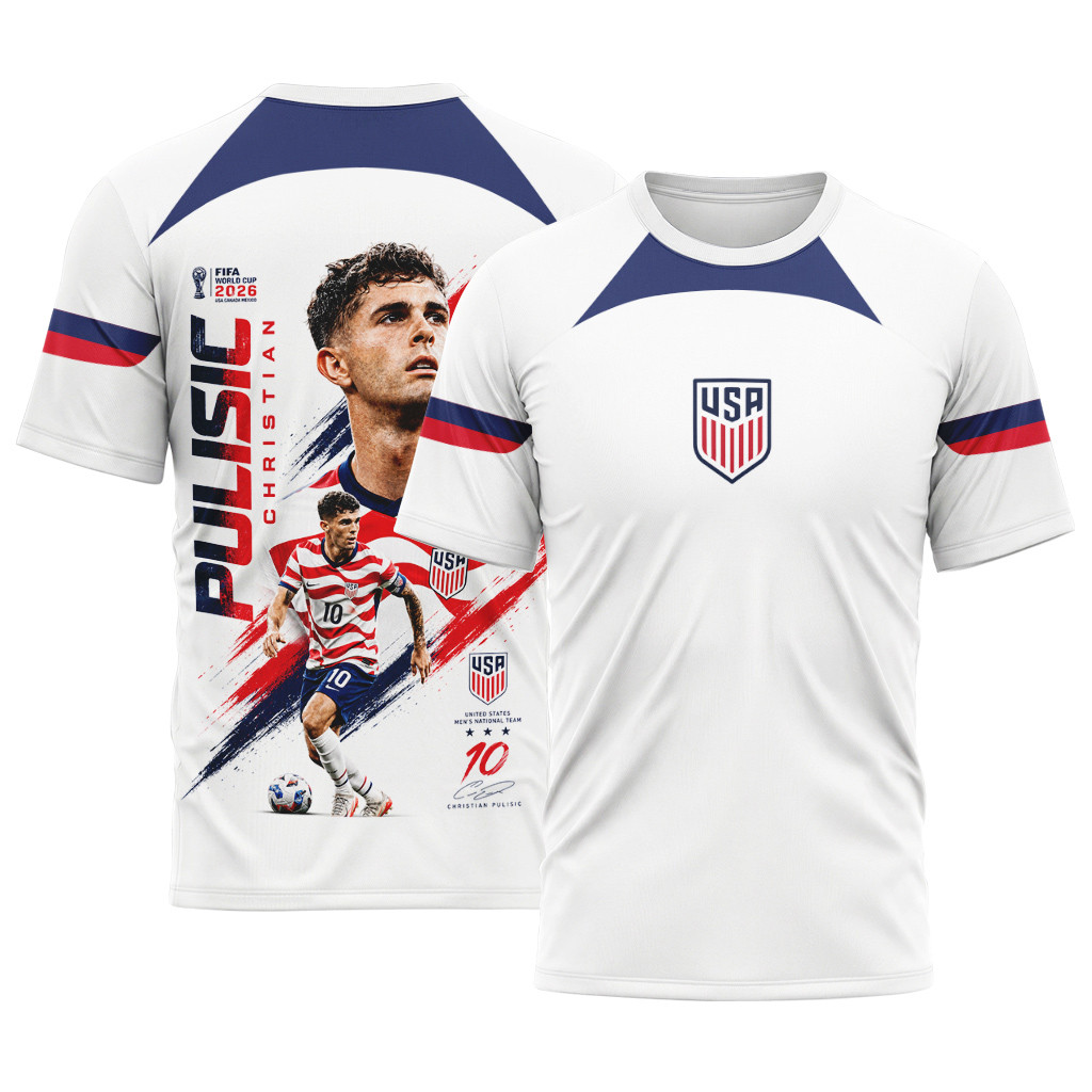 Christian Pulisic USA Captain America Graphic AOP T-Shirt Christian Pulisic USA Captain America Graphic AOP T-Shirt