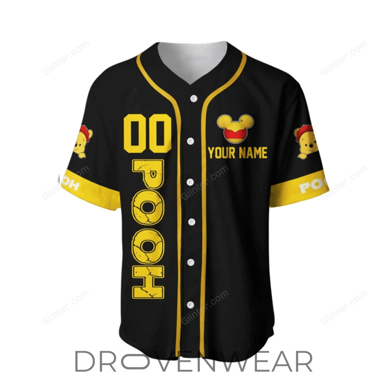 Winnie the Pooh Baseball Jersey Personalized Name Edition Winnie the Pooh Baseball Jersey Personalized Name Edition