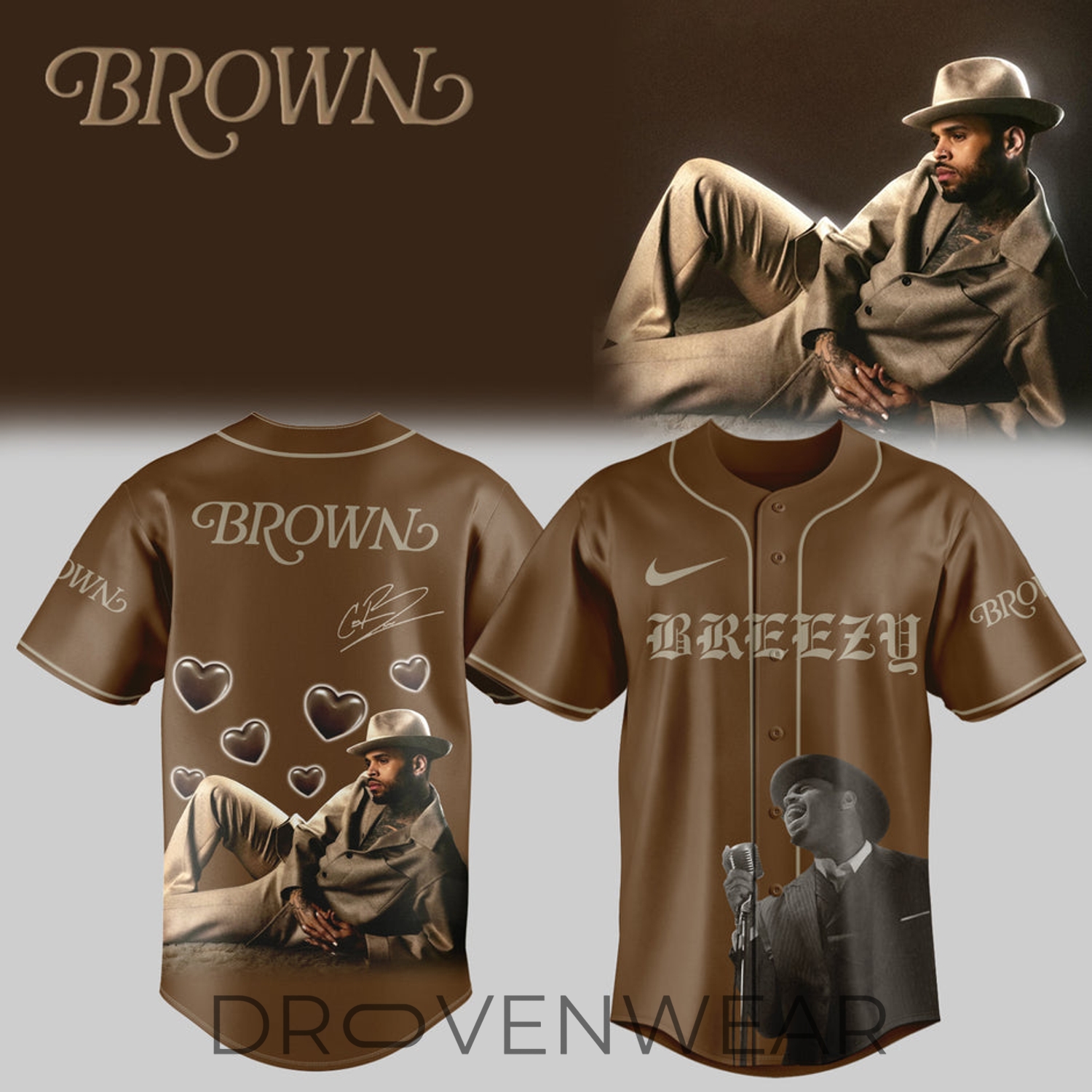 Chris Brown BROWN Album Limited Baseball Jersey Chris Brown BROWN Album Limited Baseball Jersey