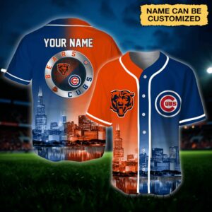 Chicago Bears x Chicago Cubs 3D Style Baseball Jersey