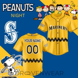 Seattle Mariners Peanuts Night Custom Name Number Jersey