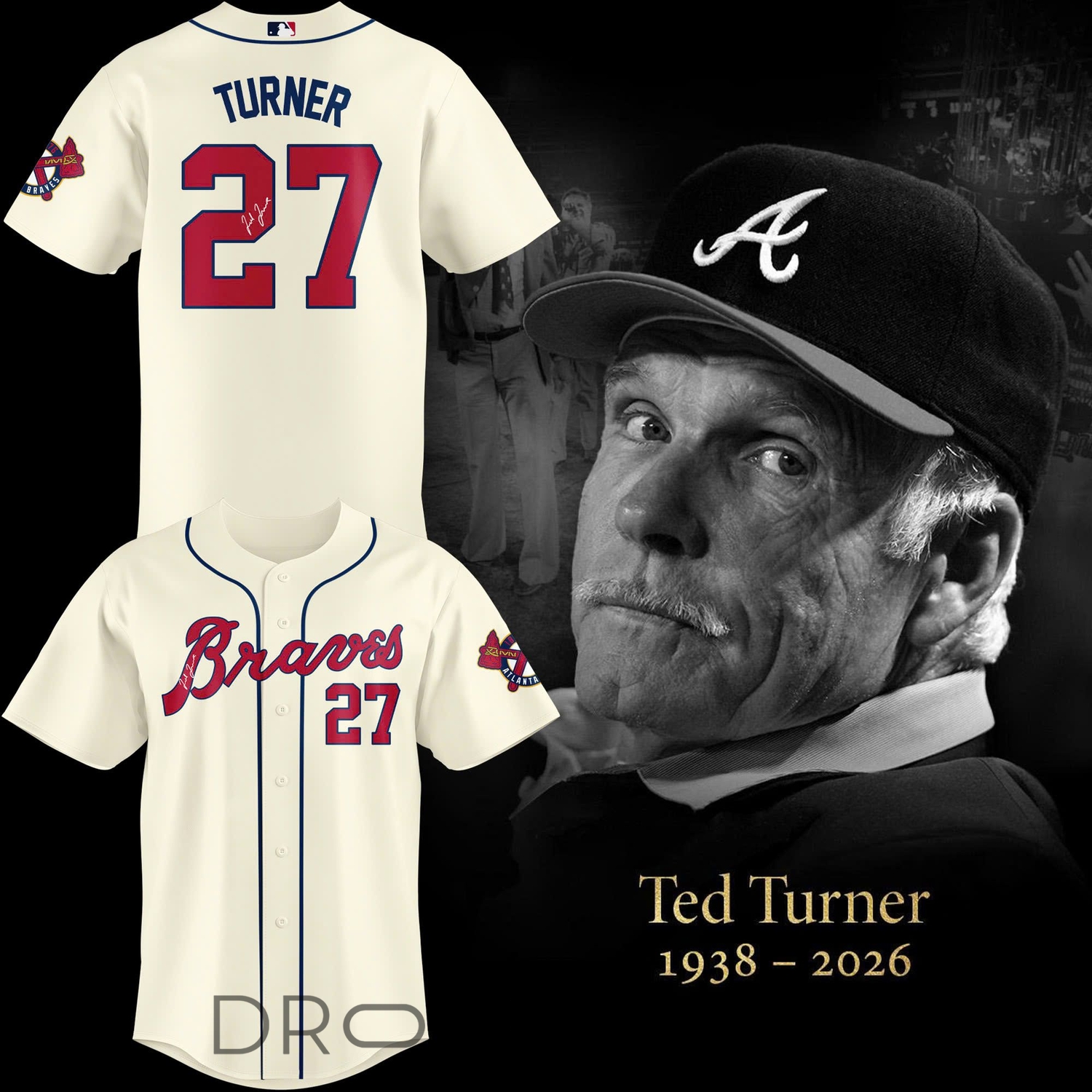 Atlanta Braves Ted Turner #27 Tribute Special Edition Jersey Atlanta Braves Ted Turner #27 Tribute Special Edition Jersey