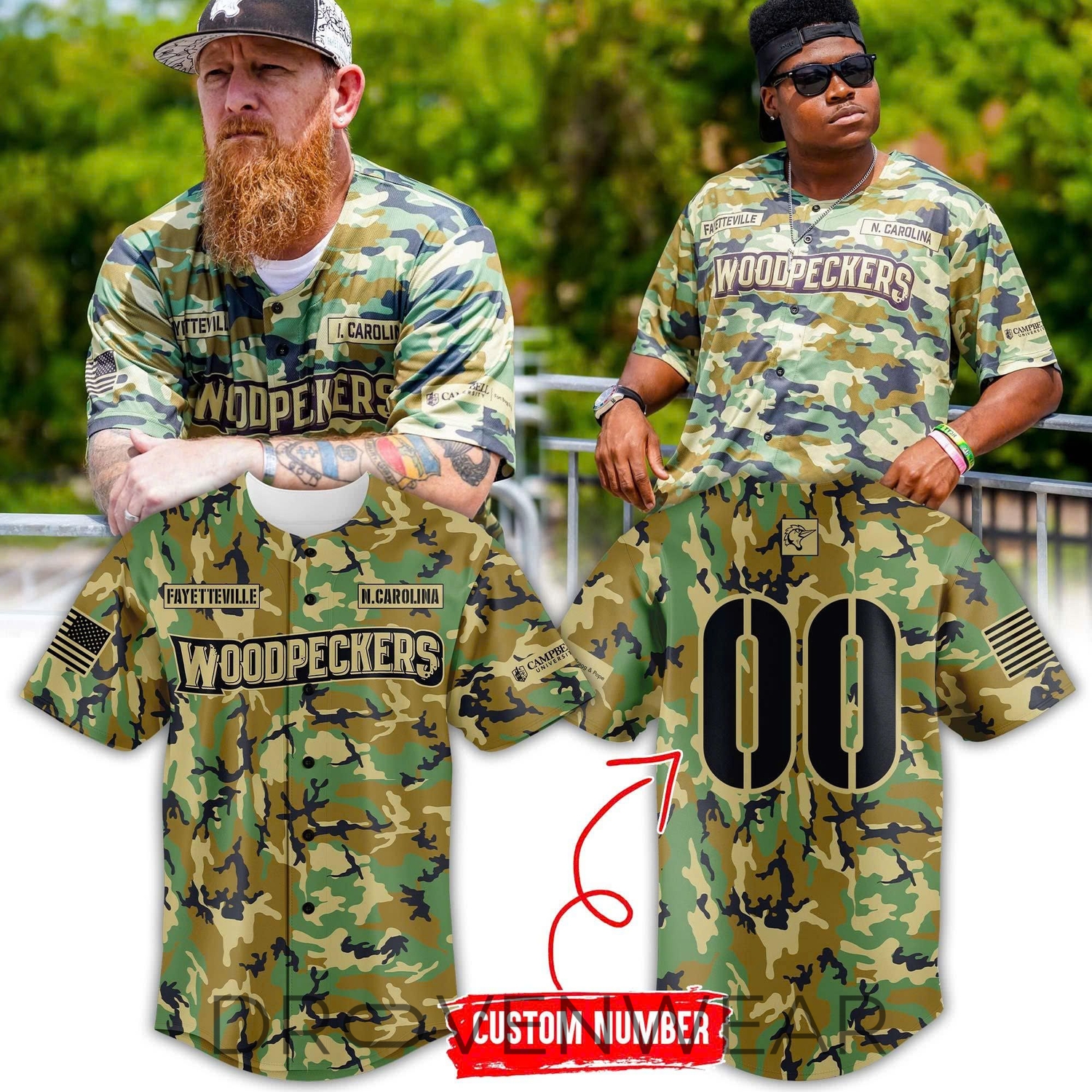 Fayetteville Woodpeckers x Military Appreciation Baseball Jersey Limited Edition Fayetteville Woodpeckers x Military Appreciation Baseball Jersey Limited Edition