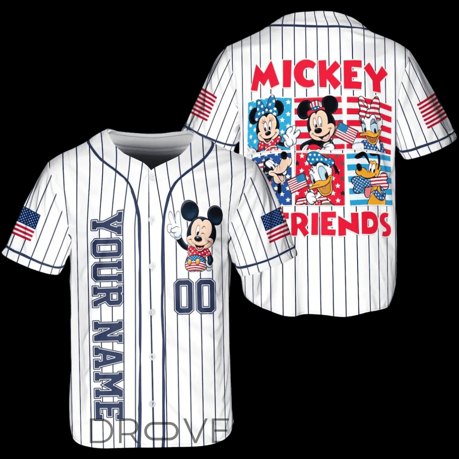 Disney Mickey & Friends USA 250 Years Celebration Baseball Jersey Disney Mickey & Friends USA 250 Years Celebration Baseball Jersey