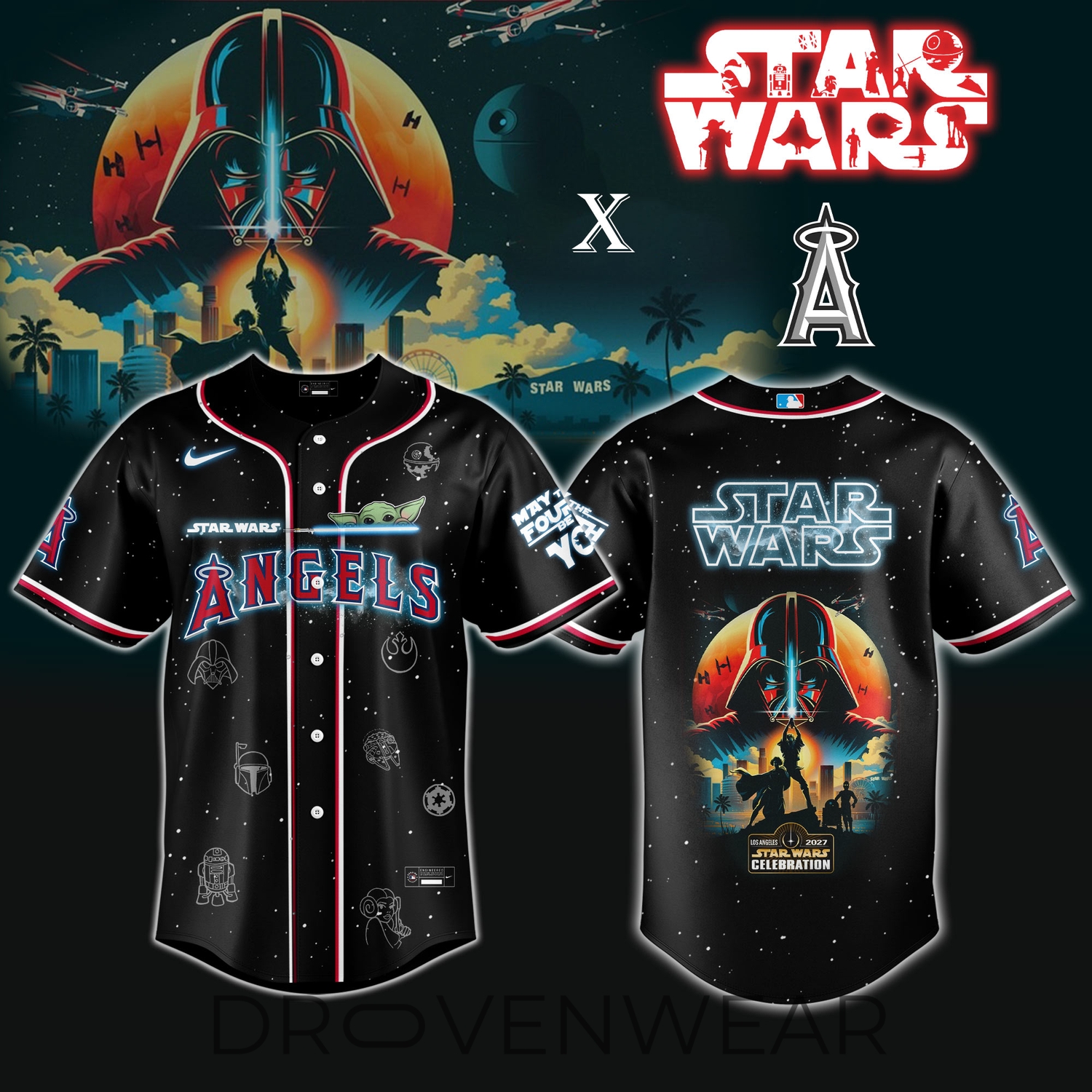 Los Angeles Angels MLB x Darth Vader Star Wars Grogu Jersey Limited Edition Los Angeles Angels MLB x Darth Vader Star Wars Grogu Jersey Limited Edition