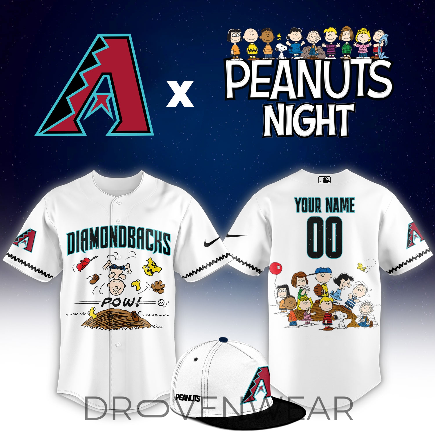 A.Diamondbacks Peanuts Night Limited Custom Jersey A.Diamondbacks Peanuts Night Limited Custom Jersey