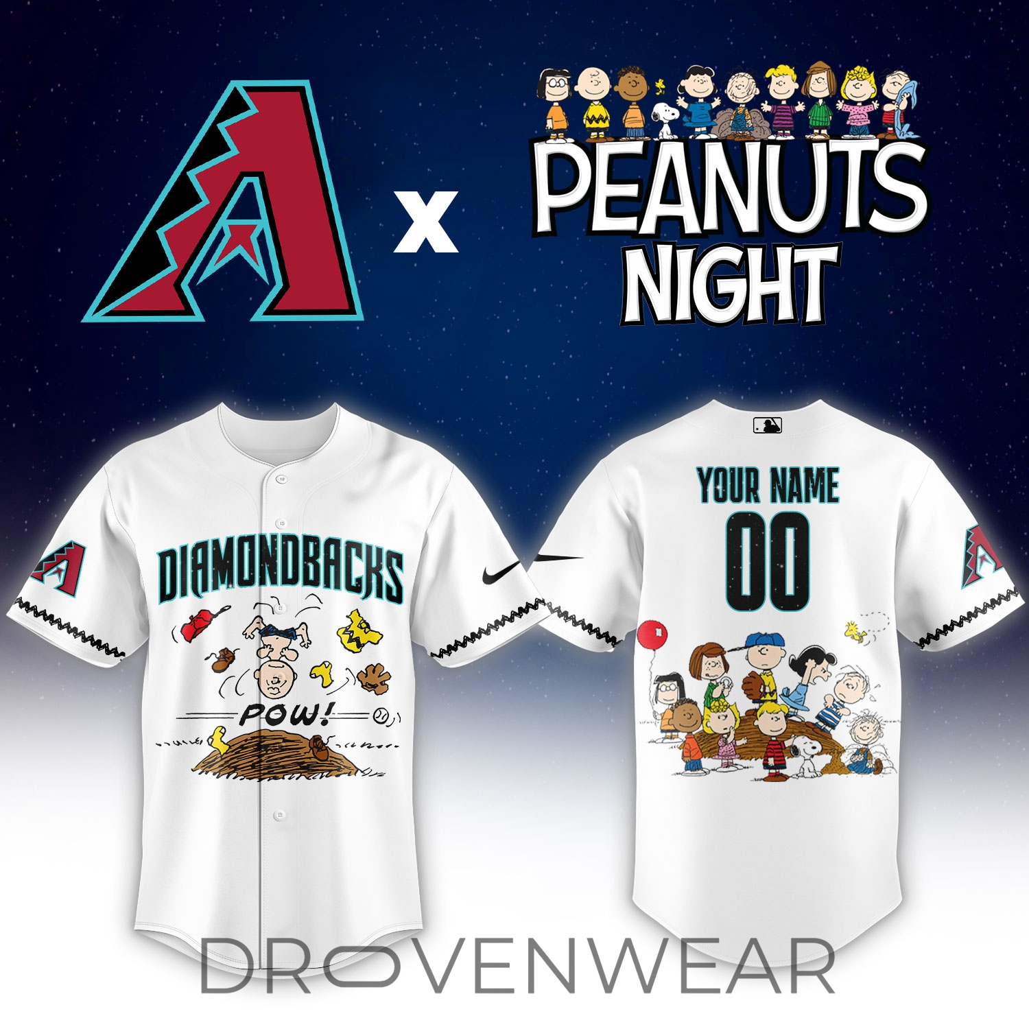 A.Diamondbacks Peanuts Night Limited Custom Jersey A.Diamondbacks Peanuts Night Limited Custom Jersey