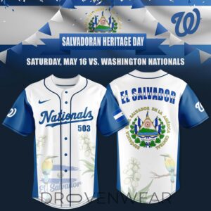 Washington Nationals Salvadoran Heritage Day 2026 DC Celebration Baseball Jersey