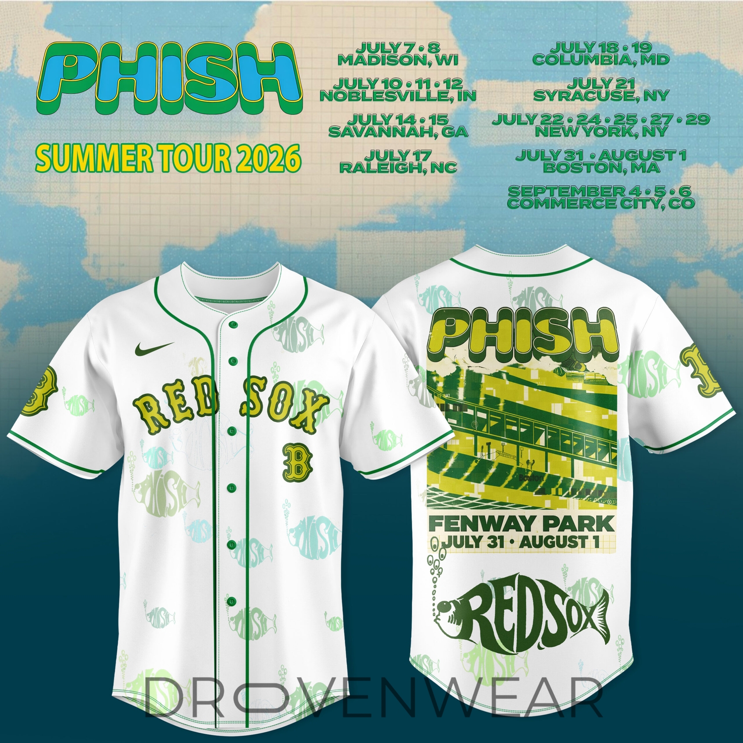 Boston Red Sox x Phish Summer Tour 2026 MLB Fan Collaboration Jersey Boston Red Sox x Phish Summer Tour 2026 MLB Fan Collaboration Jersey