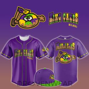Biloxi King Cakes Mardi Gras 2026 Celebration Night Themed Baseball Jersey