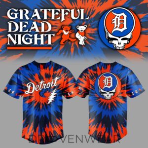 Limited Editon Liquid Blue Detroit Tigers Grateful Dead Night Jersey