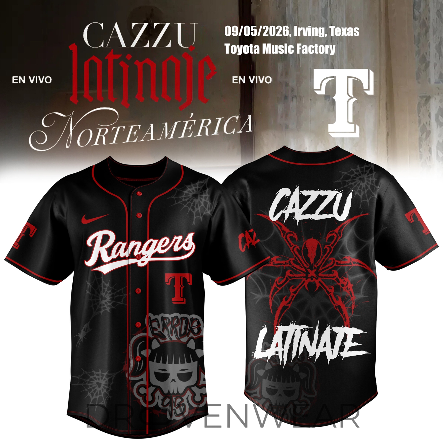 Texas Rangers MLB x Cazzu : Latinaje En Vivo Tour Exclusive Jersey Texas Rangers MLB x Cazzu : Latinaje En Vivo Tour Exclusive Jersey