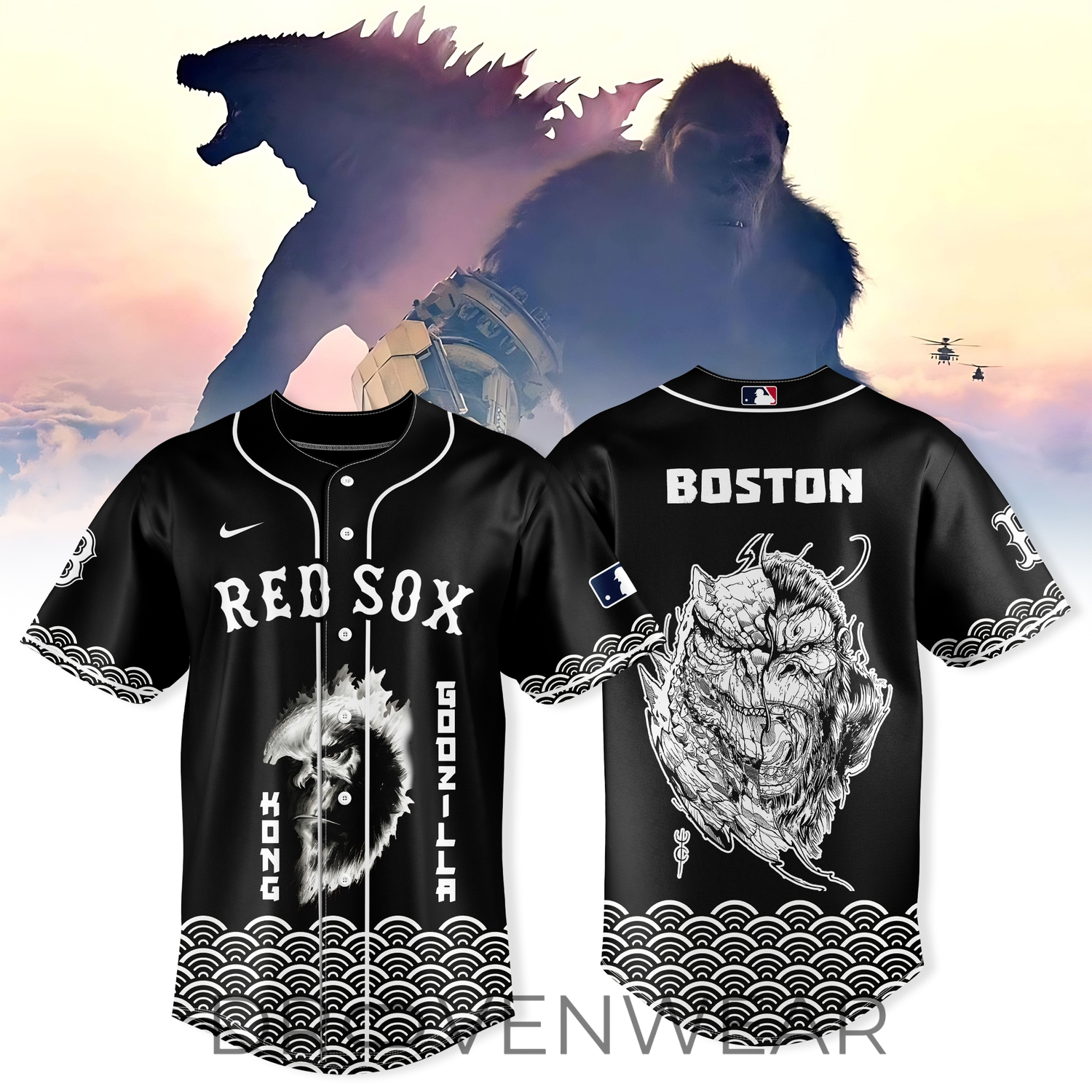 Boston Red Sox x Godzilla & Kong baseball Jersey Limited Edition Boston Red Sox x Godzilla & Kong baseball Jersey Limited Edition