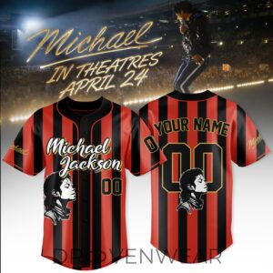 Michael Jackson Customize Baseball Jersey – Special Movie Edition – Red&Black