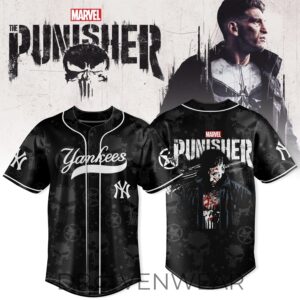 New York Yankees x Marvel x The Punisher Jersey – Dark, Bold & Unstoppable Style