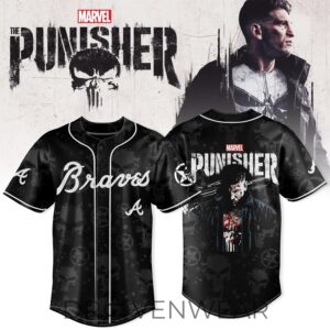 Atlanta Braves x Marvel x The Punisher Jersey – Dark, Bold & Unstoppable Style