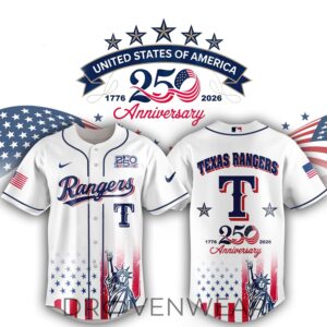 Limited Edition Texas Rangers 250th Anniversary United States Semiquincentennial Special Jersey