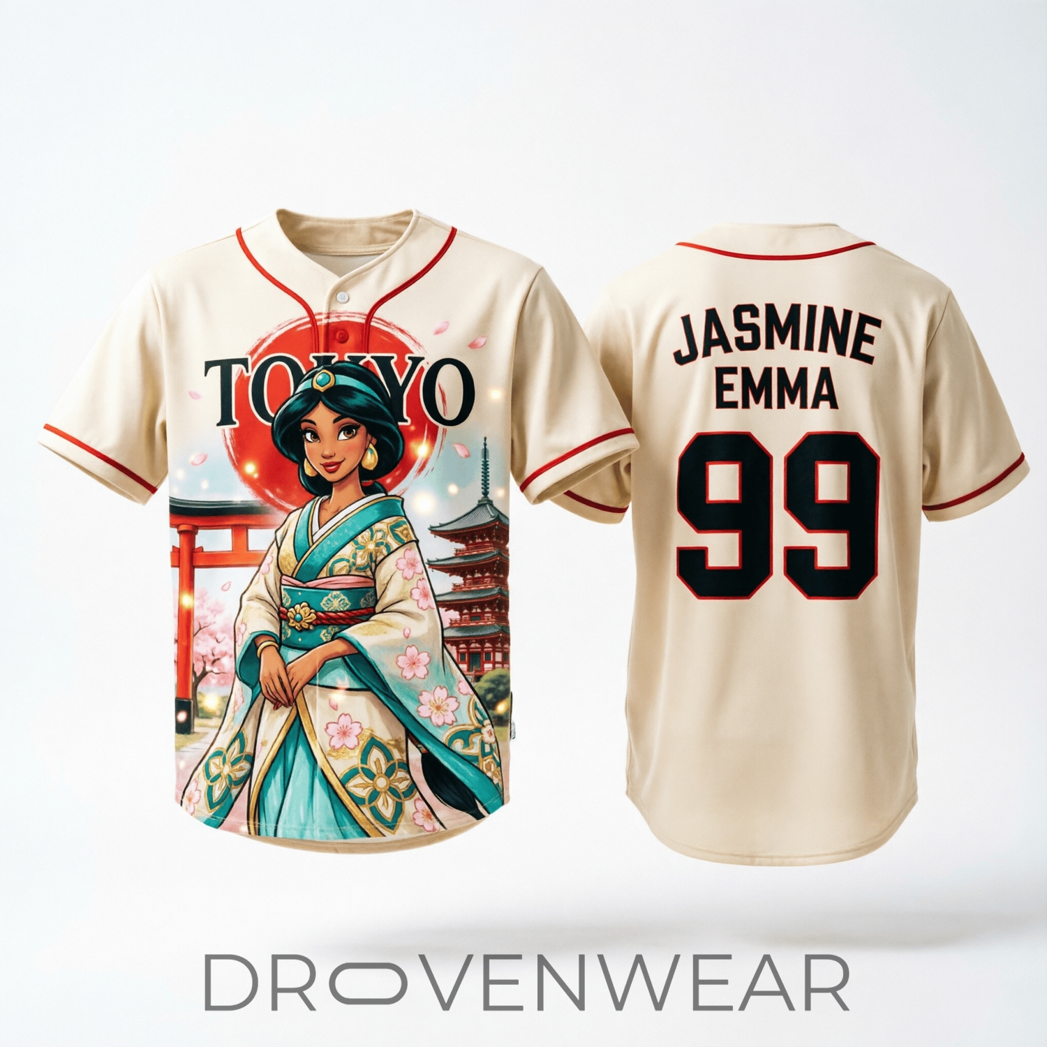 Princess Jasmine x Tokyo Princess Baseball Jersey Princess Jasmine x Tokyo Princess Baseball Jersey