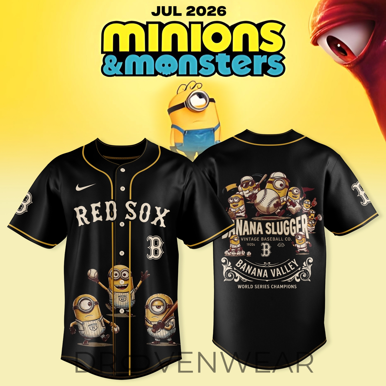 Boston Red Sox MLB x Minions x Monsters 2026 Vintage 1920s Jersey Boston Red Sox MLB x Minions x Monsters 2026 Vintage 1920s Jersey