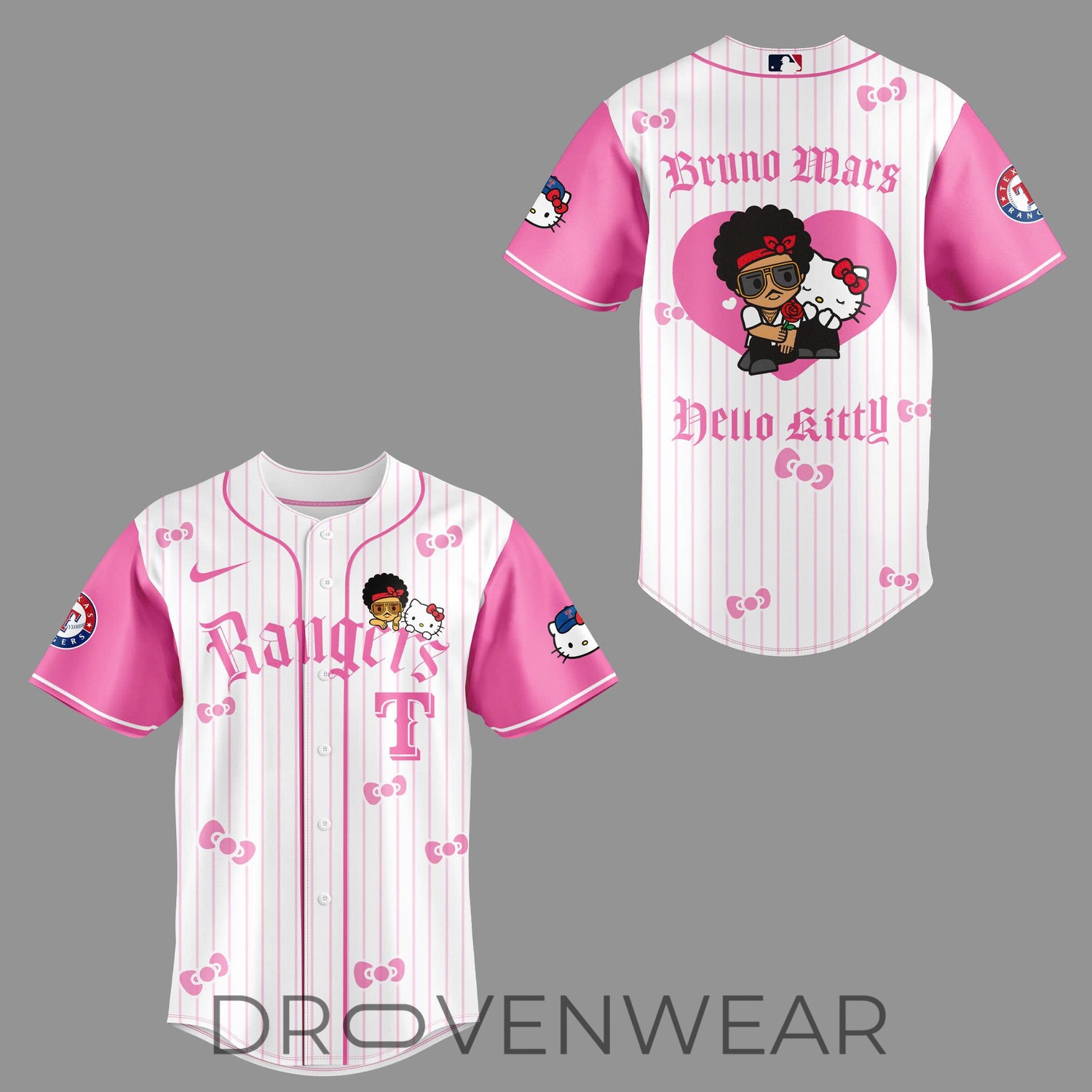 Texas Rangers x BRUNO MARS x HELLO KITTY Pink Jersey | Jogger | Cap Texas Rangers x BRUNO MARS x HELLO KITTY Pink Jersey | Jogger | Cap