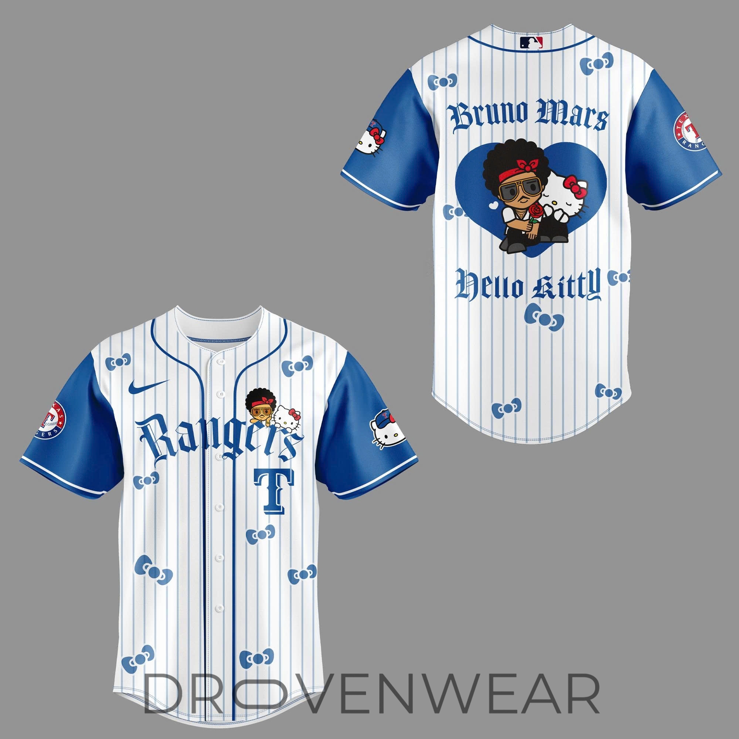 Texas Rangers x BRUNO MARS x HELLO KITTY Blue Jersey | Jogger | Cap Texas Rangers x BRUNO MARS x HELLO KITTY Blue Jersey | Jogger | Cap