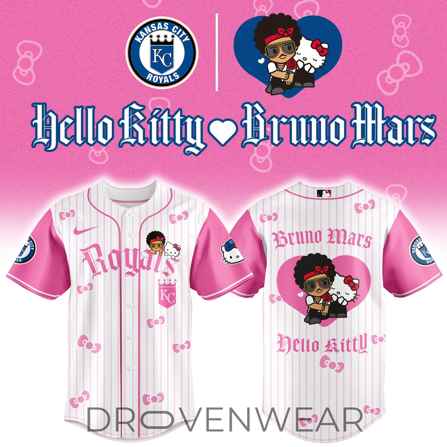 Kansas City Royals x BRUNO MARS x HELLO KITTY Pink Jersey | Jogger | Cap Kansas City Royals x BRUNO MARS x HELLO KITTY Pink Jersey | Jogger | Cap