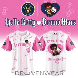 Milwaukee Brewers x BRUNO MARS x HELLO KITTY Pink Jersey | Jogger | Cap