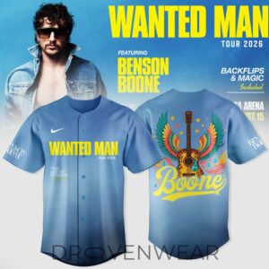 Benson Boone Wanted Man Tour 2026 Official Tour Baseball Jersey