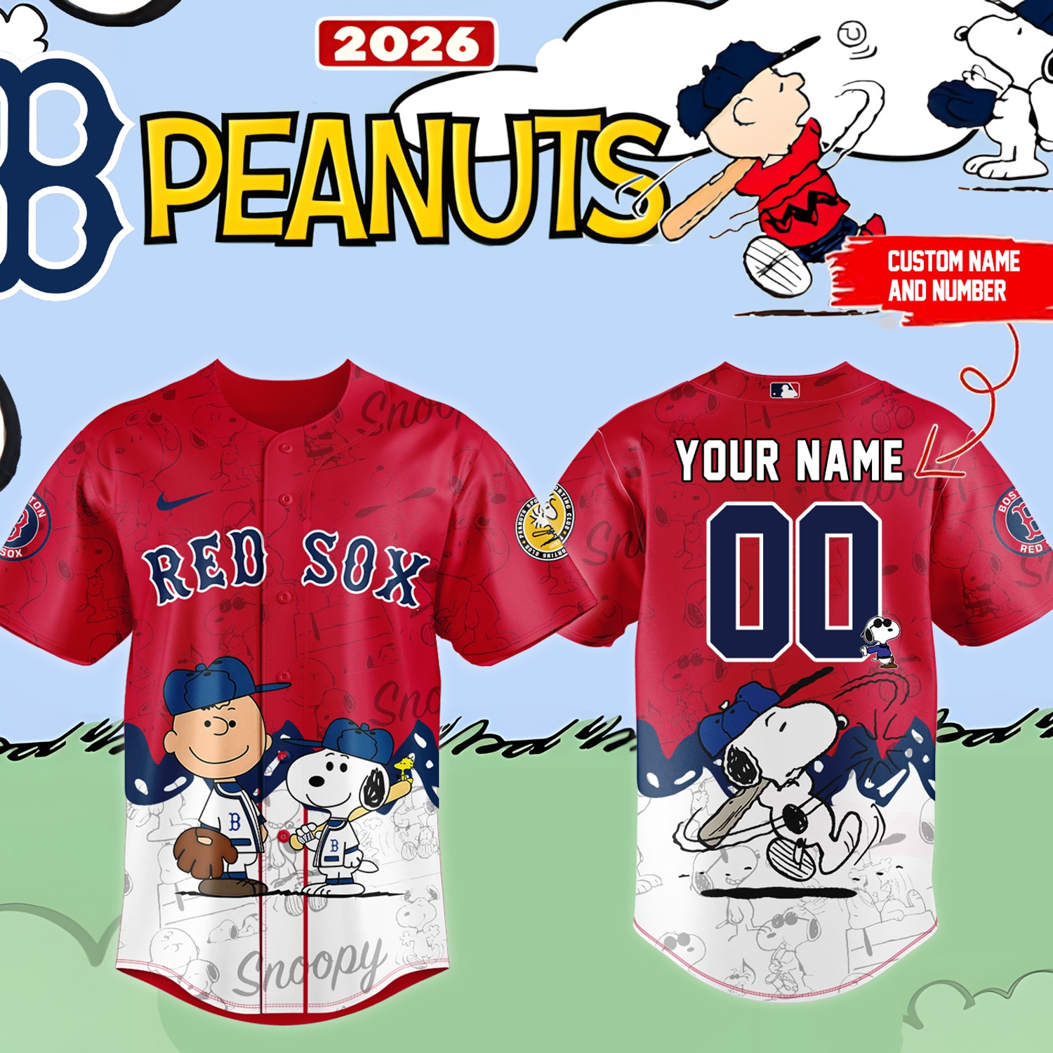 Peanuts Jersey, Red Sox Jersey, Custom Jersey Peanuts Jersey, Red Sox Jersey, Custom Jersey