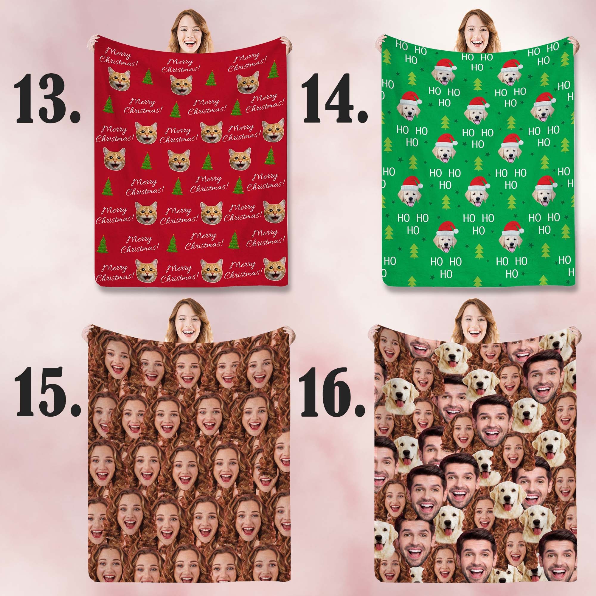 Custom Christmas Blanket with Face, Personalized Blanket Funny Design with Photos, Gift for Famiyl/Friend/Boyfriend, Christmas Gift Custom Christmas Blanket with Face, Personalized Blanket Funny Design with Photos, Gift for Famiyl/Friend/Boyfriend, Christmas Gift
