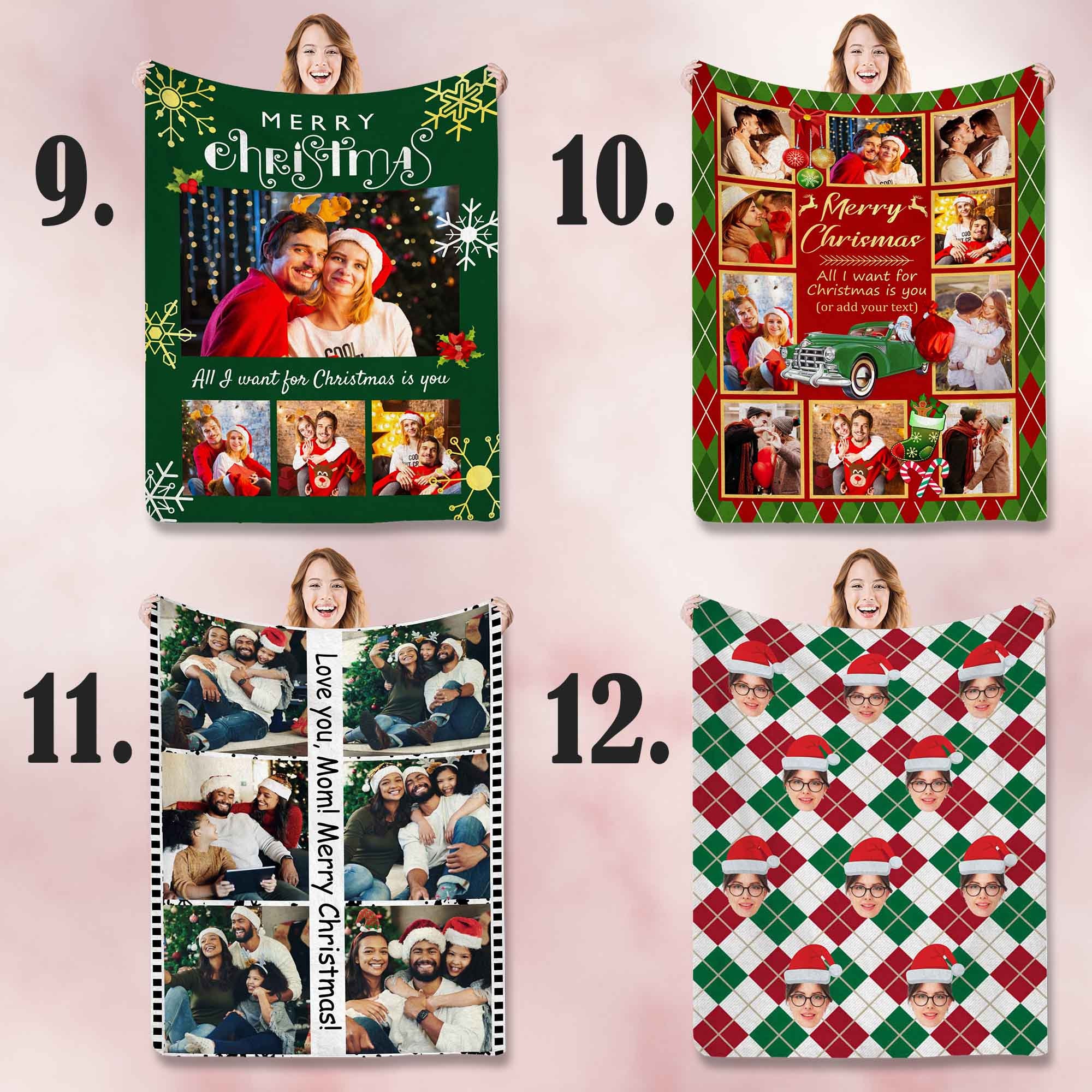 Custom Christmas Blanket with Face, Personalized Blanket Funny Design with Photos, Gift for Famiyl/Friend/Boyfriend, Christmas Gift Custom Christmas Blanket with Face, Personalized Blanket Funny Design with Photos, Gift for Famiyl/Friend/Boyfriend, Christmas Gift