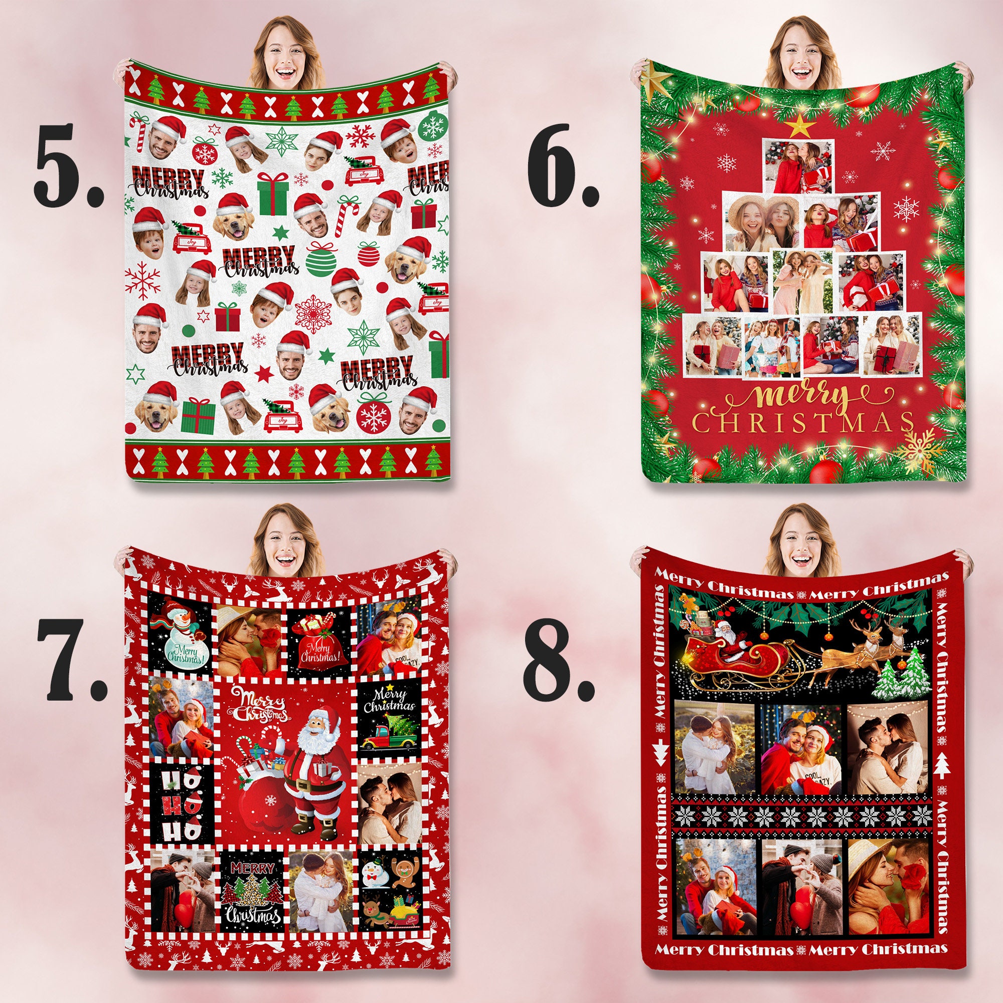 Custom Christmas Blanket with Face, Personalized Blanket Funny Design with Photos, Gift for Famiyl/Friend/Boyfriend, Christmas Gift Custom Christmas Blanket with Face, Personalized Blanket Funny Design with Photos, Gift for Famiyl/Friend/Boyfriend, Christmas Gift