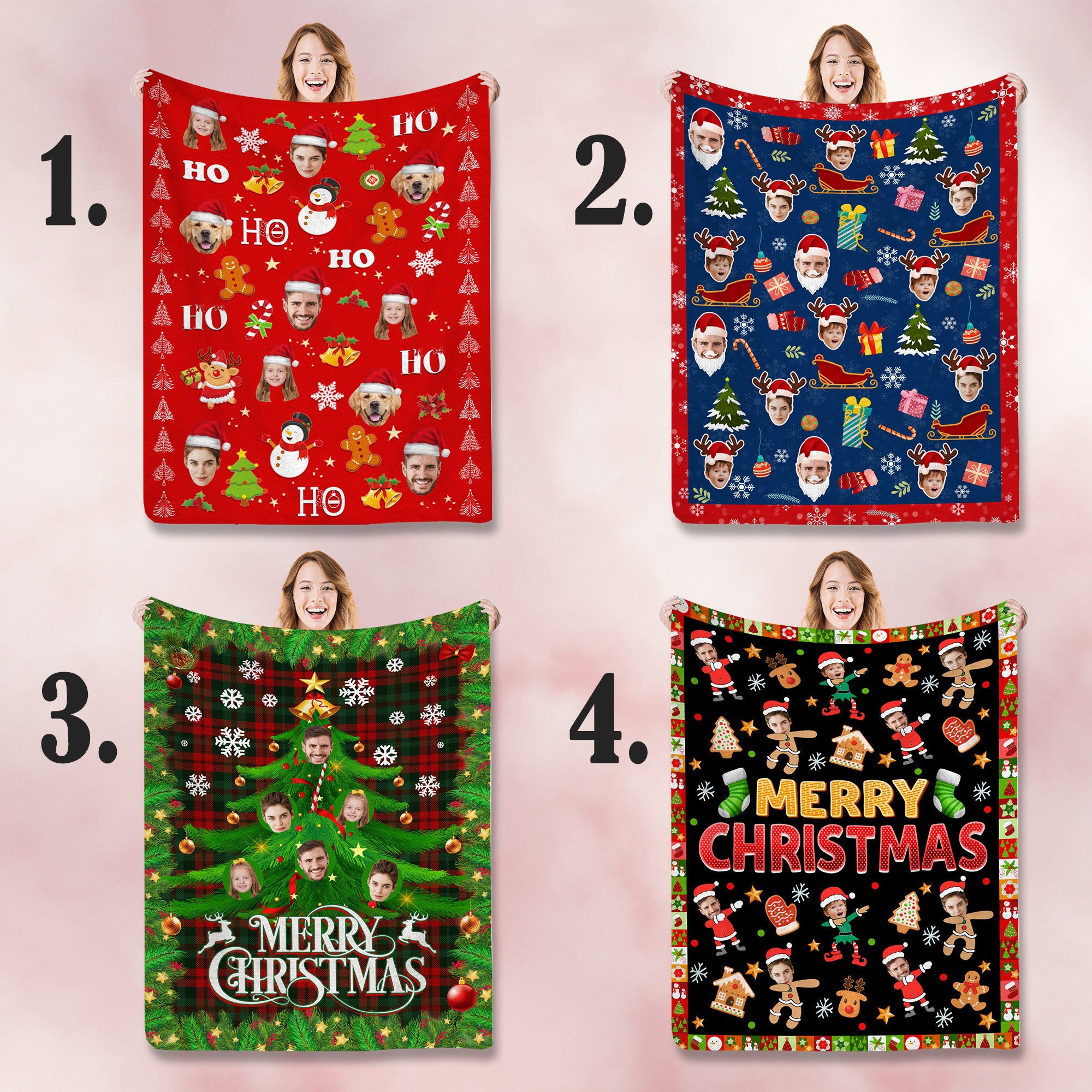 Custom Christmas Blanket with Face, Personalized Blanket Funny Design with Photos, Gift for Famiyl/Friend/Boyfriend, Christmas Gift Custom Christmas Blanket with Face, Personalized Blanket Funny Design with Photos, Gift for Famiyl/Friend/Boyfriend, Christmas Gift