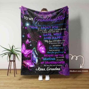To My Granddaughter Blanket, Custom Name Blanket, Grandpa Blanket, Family Throw Blanket – Blankets for girls and boys