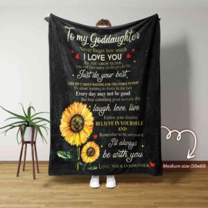 To My Goddaughter Blanket, Personalized Name Blanket, Sunflower Blanket, Godmother Blanket, Family Throw Blanket – Blankets for girl