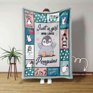 Just A Girl Who Love Penguins Blanket, Blanket For Gifts, Family Throw Blanket – Blankets for girls and boys