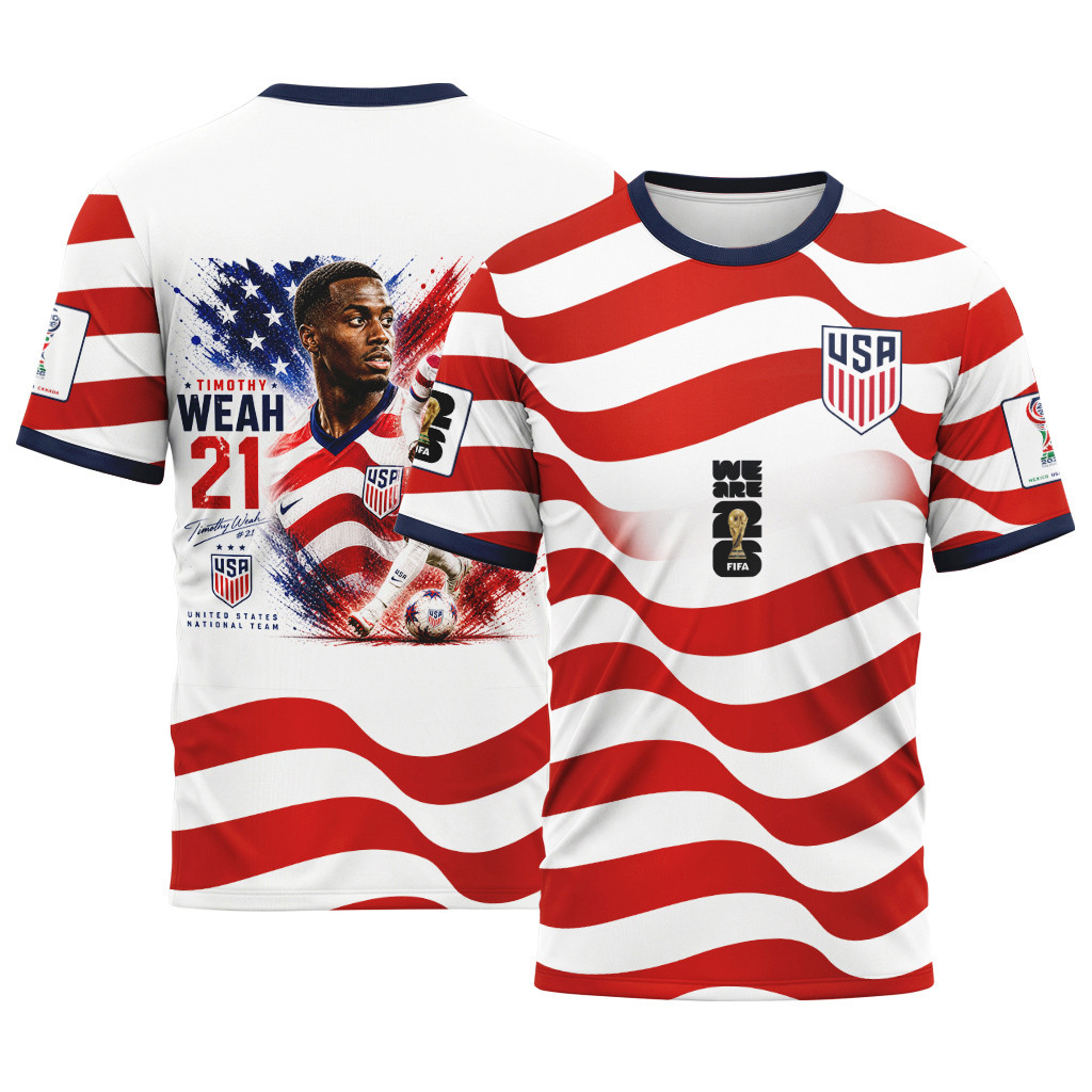 Timothy Weah 21 AOP T-Shirt 2026 USA World Cup Timothy Weah 21 AOP T-Shirt 2026 USA World Cup