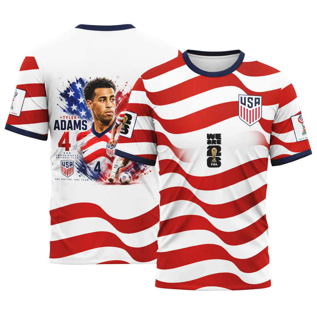 Tyler Adams 4 AOP T-Shirt 2026 USA World Cup Tyler Adams 4 AOP T-Shirt 2026 USA World Cup