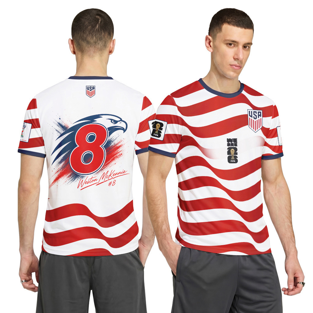 Weston McKennie 8 USA 2026 World Cup Signature AOP T-Shirt Weston McKennie 8 USA 2026 World Cup Signature AOP T-Shirt