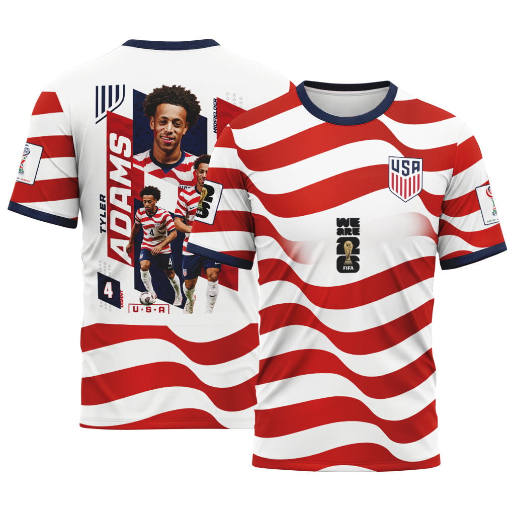 Tyler Adams 4 AOP T-Shirt 2026 USA World Cup Tyler Adams 4 AOP T-Shirt 2026 USA World Cup
