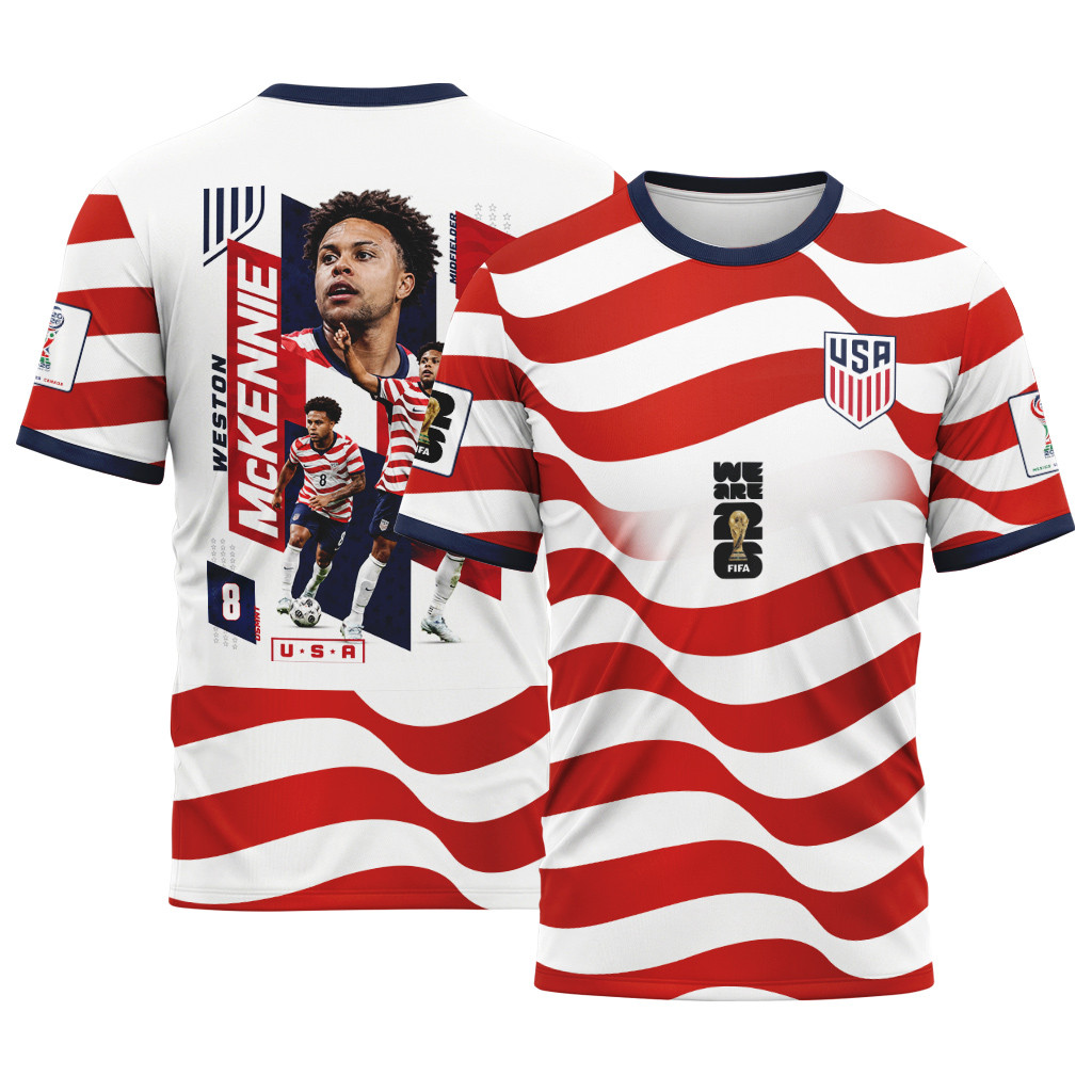 Weston McKennie 8 AOP T-Shirt 2026 USA World Cup Weston McKennie 8 AOP T-Shirt 2026 USA World Cup