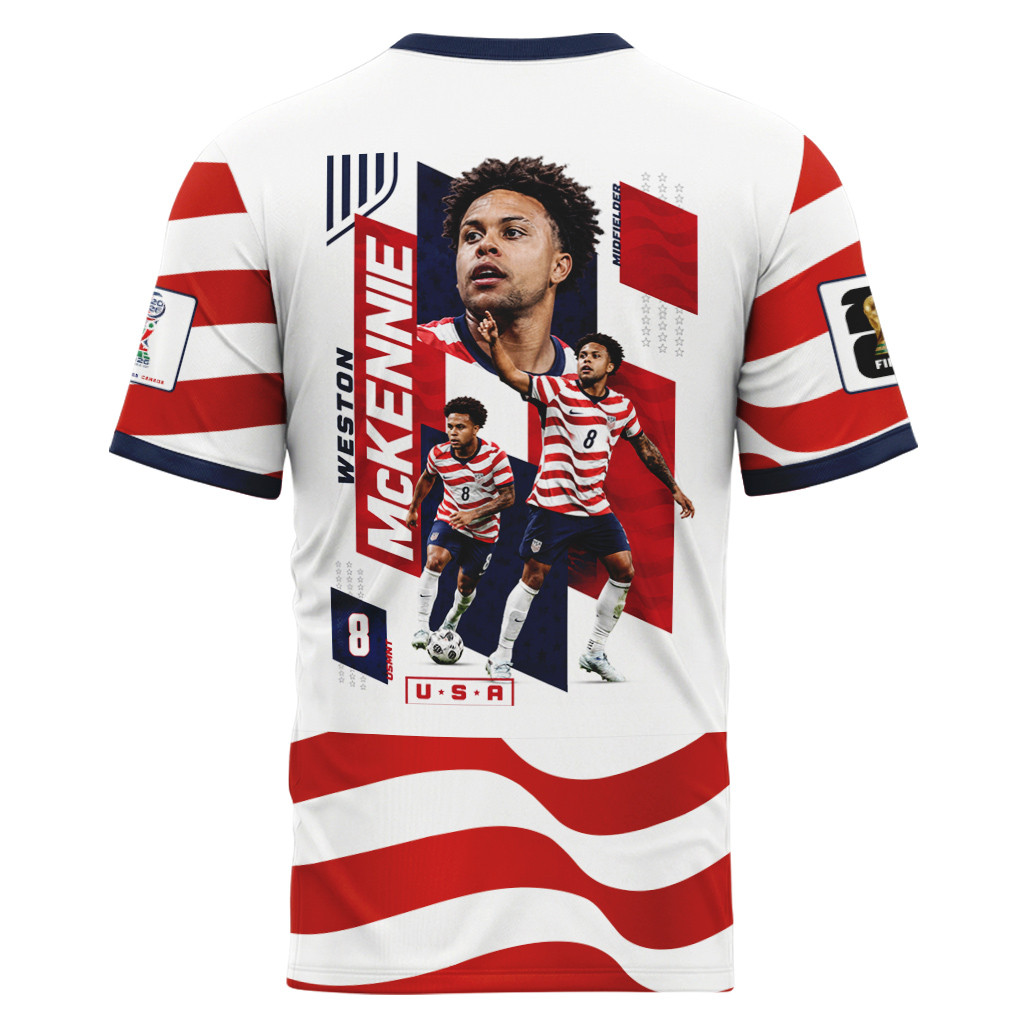 Weston McKennie 8 AOP T-Shirt 2026 USA World Cup Weston McKennie 8 AOP T-Shirt 2026 USA World Cup
