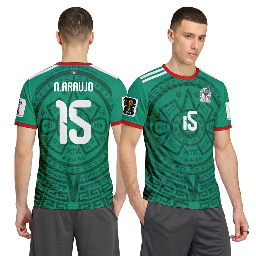 N?stor Araujo 15 AOP T-Shirt 2026 World Cup Mexico Home N?stor Araujo 15 AOP T-Shirt 2026 World Cup Mexico Home
