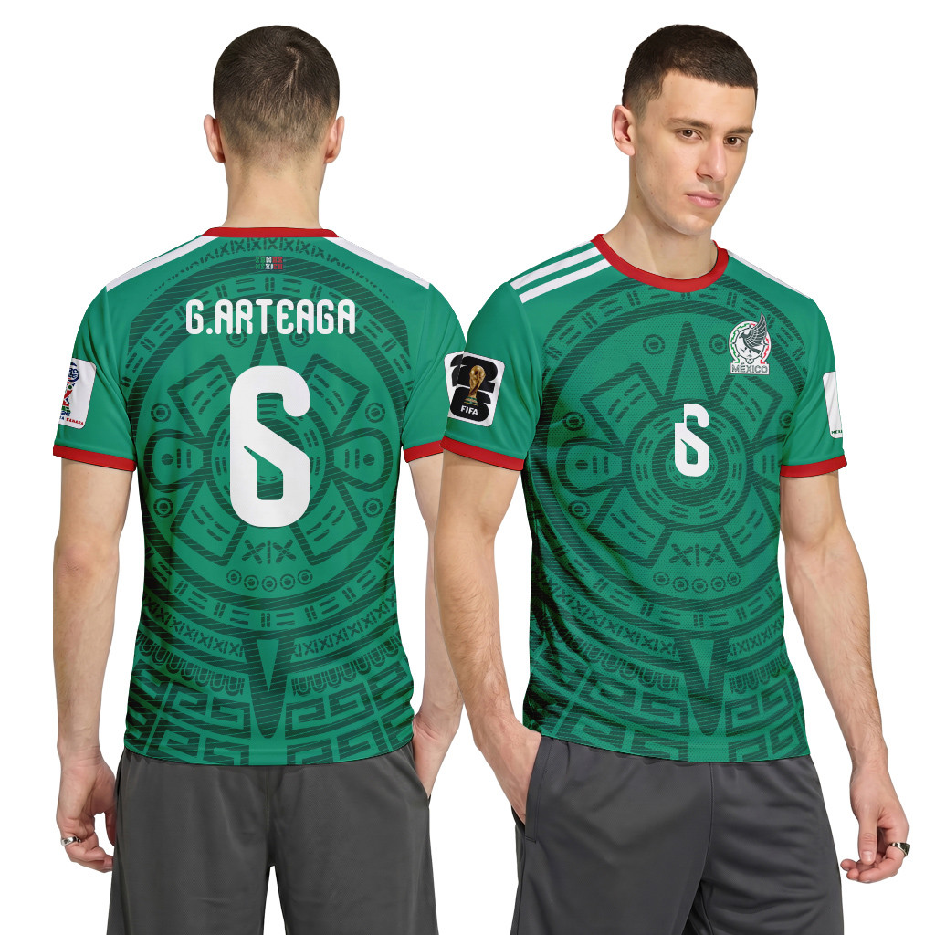 Gerardo Arteaga 6 AOP T-Shirt 2026 World Cup Mexico Home Gerardo Arteaga 6 AOP T-Shirt 2026 World Cup Mexico Home