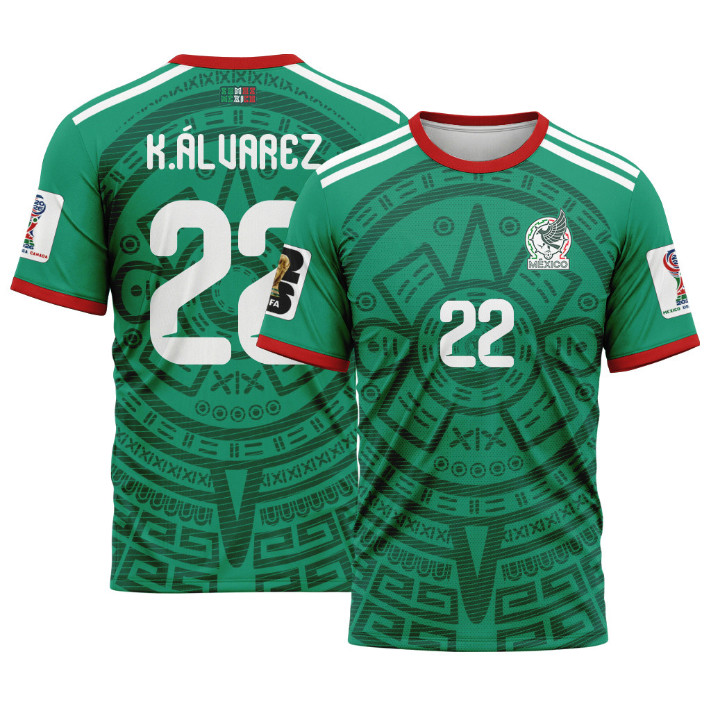 Kevin ?lvarez 22 AOP T-Shirt 2026 World Cup Mexico Home Kevin ?lvarez 22 AOP T-Shirt 2026 World Cup Mexico Home