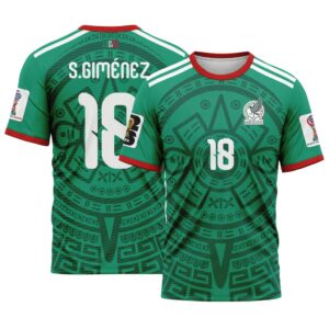 Santiago Gim?nez 18  AOP T-Shirt 2026 World Cup Mexico Home