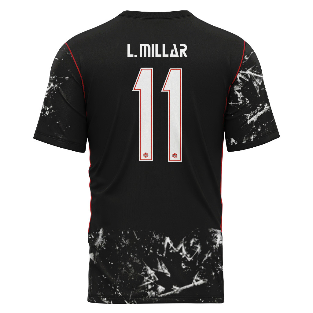 L. Millar 11 2026 World Cup Canada Away AOP T-Shirt L. Millar 11 2026 World Cup Canada Away AOP T-Shirt