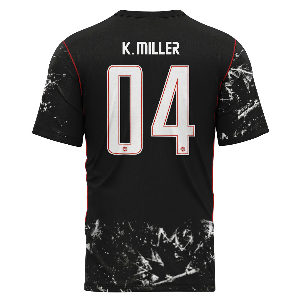 K. Miller 4 2026 World Cup Canada Away AOP T-Shirt K. Miller 4 2026 World Cup Canada Away AOP T-Shirt