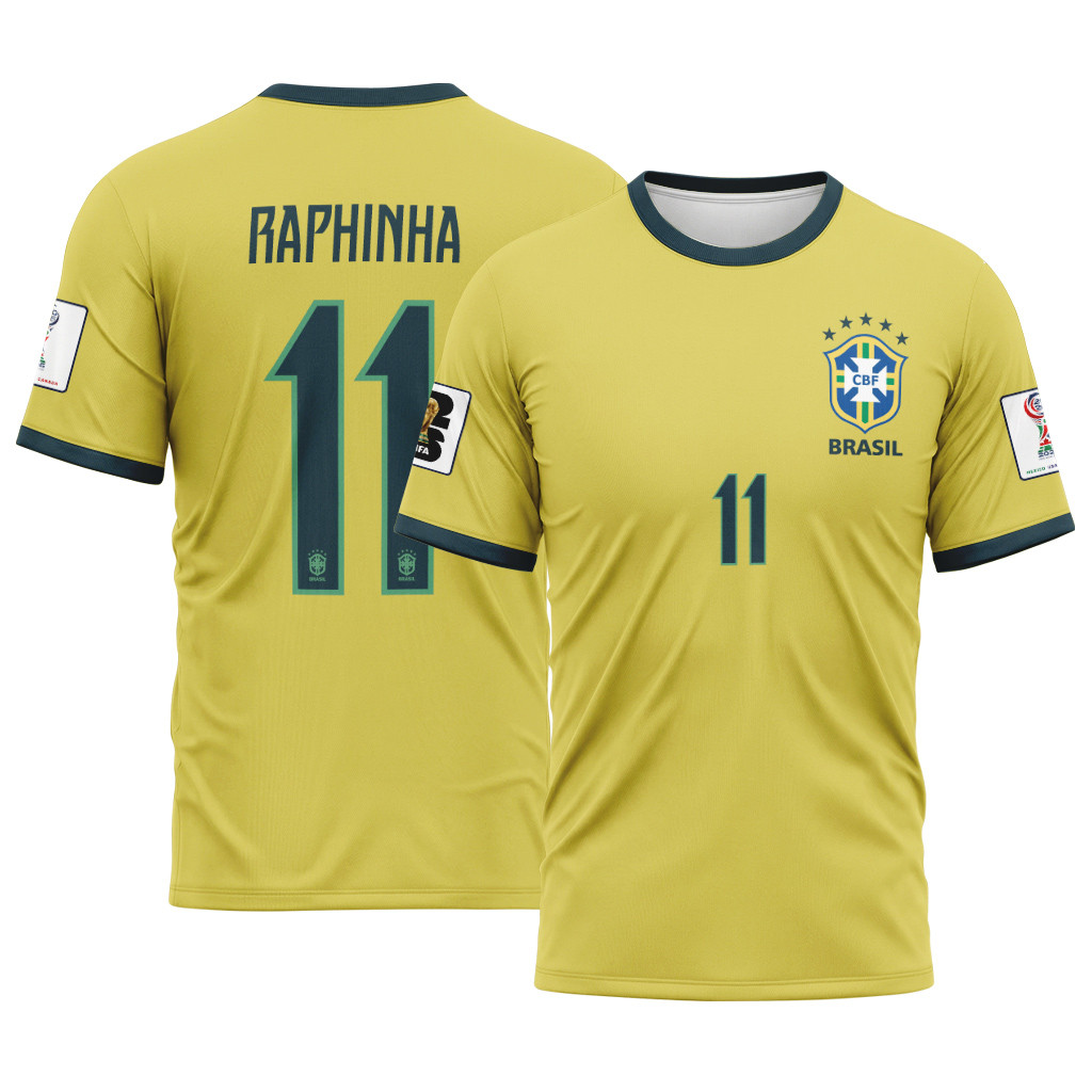 Raphinha 11 2026 World Cup Brazil Home AOP T-Shirt Raphinha 11 2026 World Cup Brazil Home AOP T-Shirt