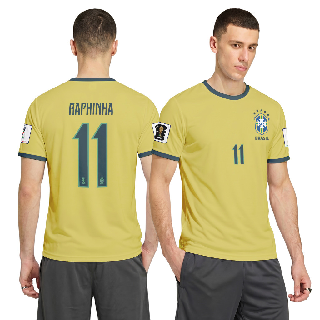 Raphinha 11 2026 World Cup Brazil Home AOP T-Shirt Raphinha 11 2026 World Cup Brazil Home AOP T-Shirt